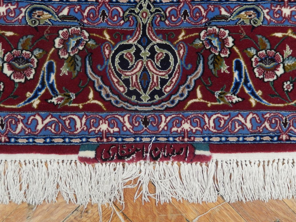 3.7 x 5.7 Signed Super Fine Authentic Persian Esfahan Rug Wool Silk on Silk 500 KPSI #PIX-22777