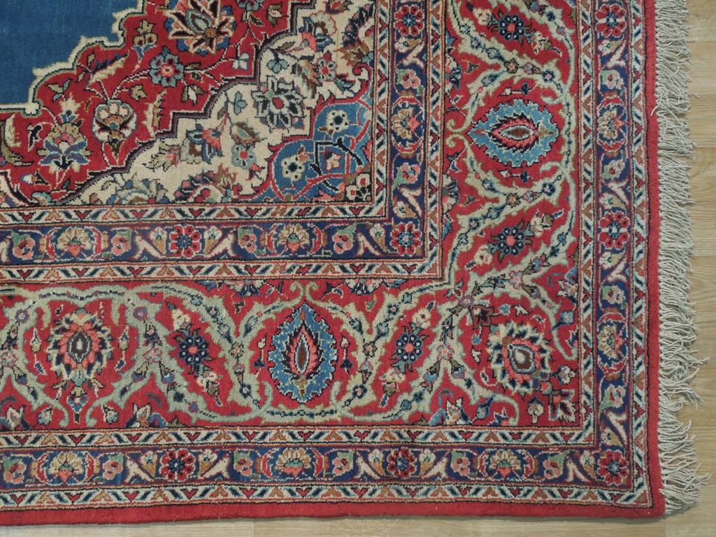 8.2 x 11.11 SIGNED Quality Genuine Persian Kashan Rug Medium Turquoise Blue #PIX-18168