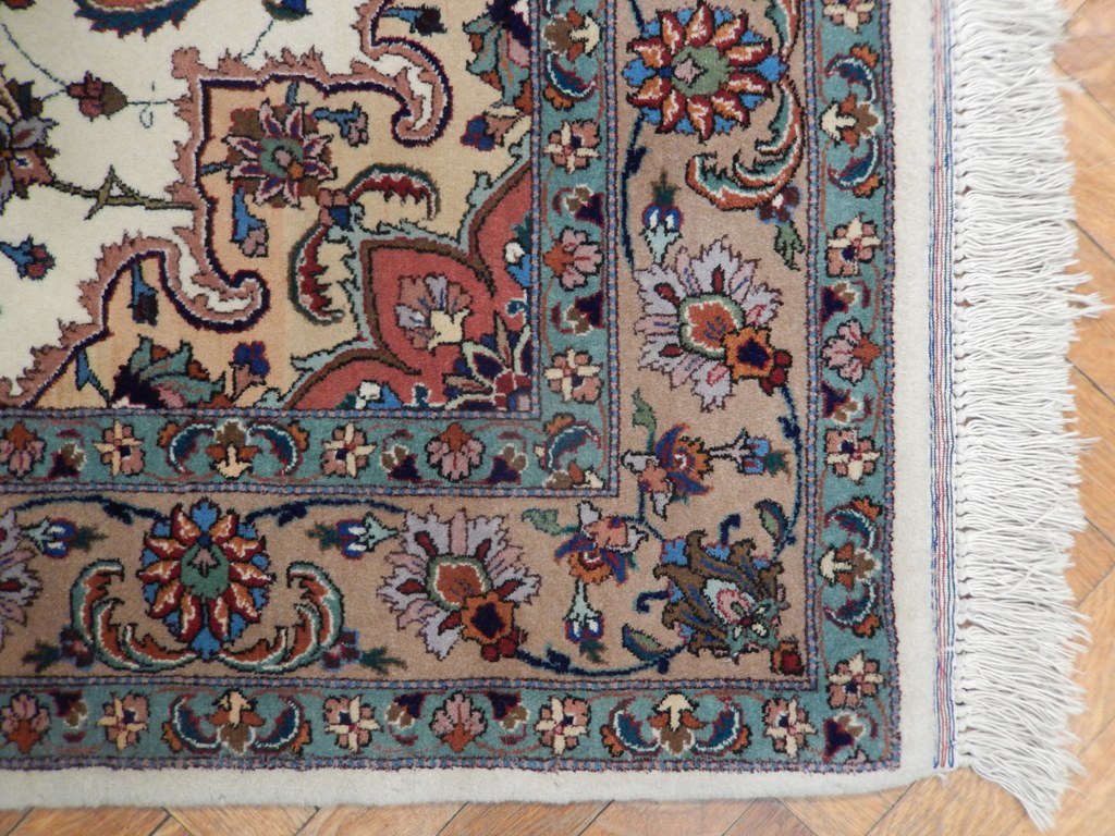 4.3 x 7 Handmade Persian Tabriz Wool Silk Rug 400 KPSI #PIX-21795