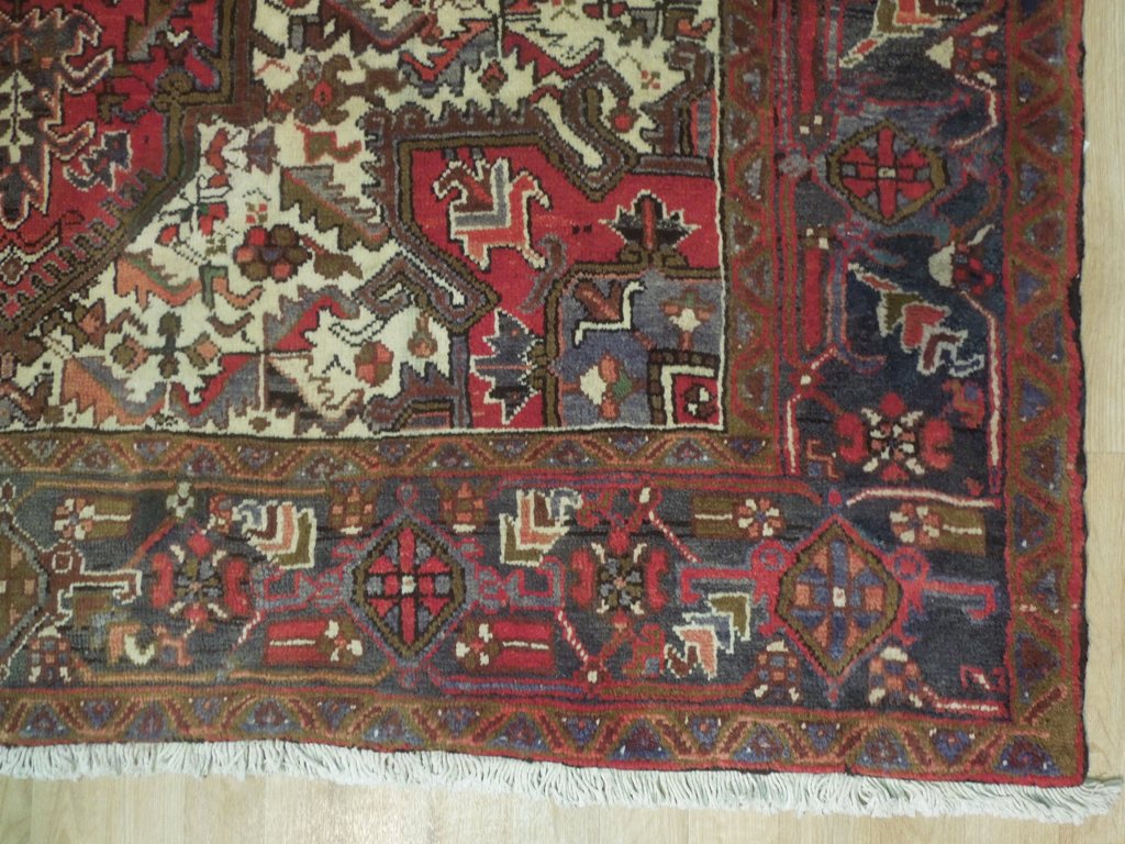 7 x 10.8 Persian Heriz Carpet Hand-Knotted Iran Wool #B-73876