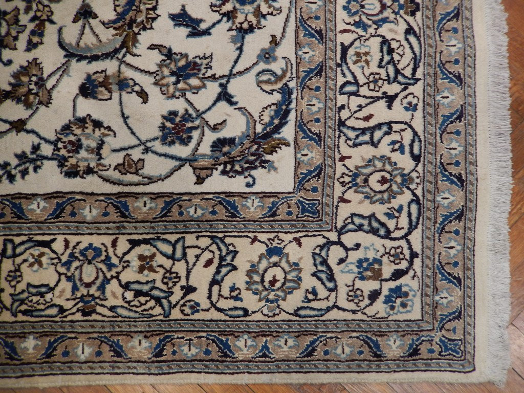 6.5 x 8 Authnetic Persian Nain Carpet 9 LA  Handmade Iran Wool and Silk #PIX-22017