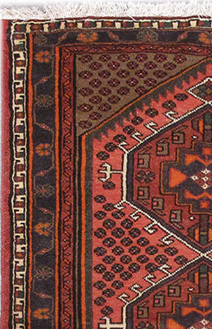 3.2 x 5 Persian Hamadan Tribal Rug Pink Red #PIX-82721