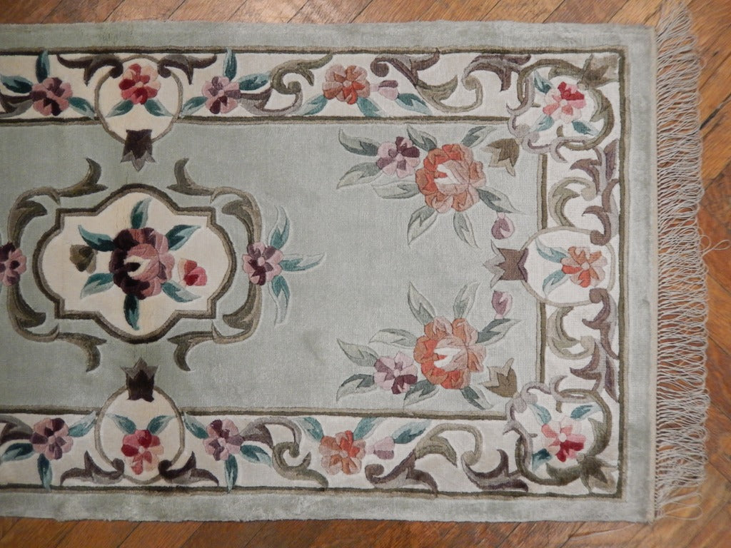 2 x 4 Handmade Aubusson Rug Bamboo Silk #PIX-23043