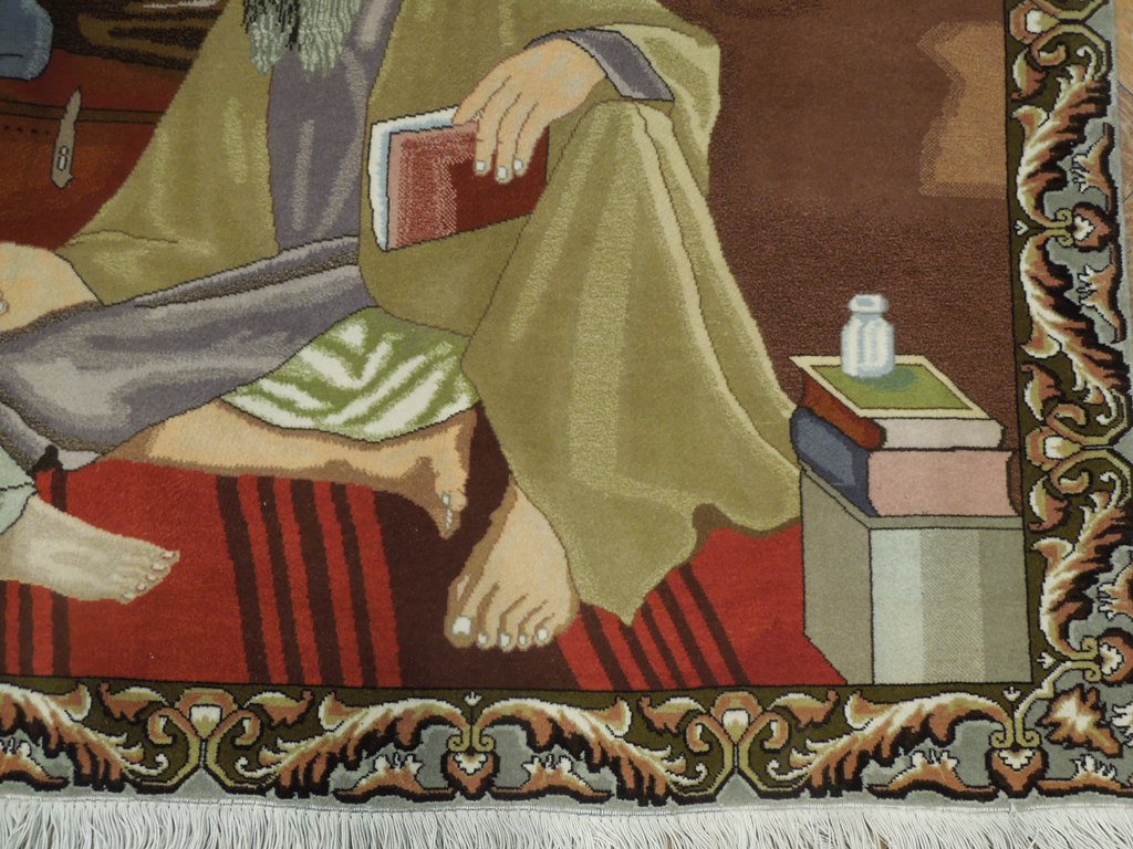 3.3 x 5 Pictorial Authnetic Parsian Handmade Rug Iran 400 Kpsi Fortune Reader #PIX-25681