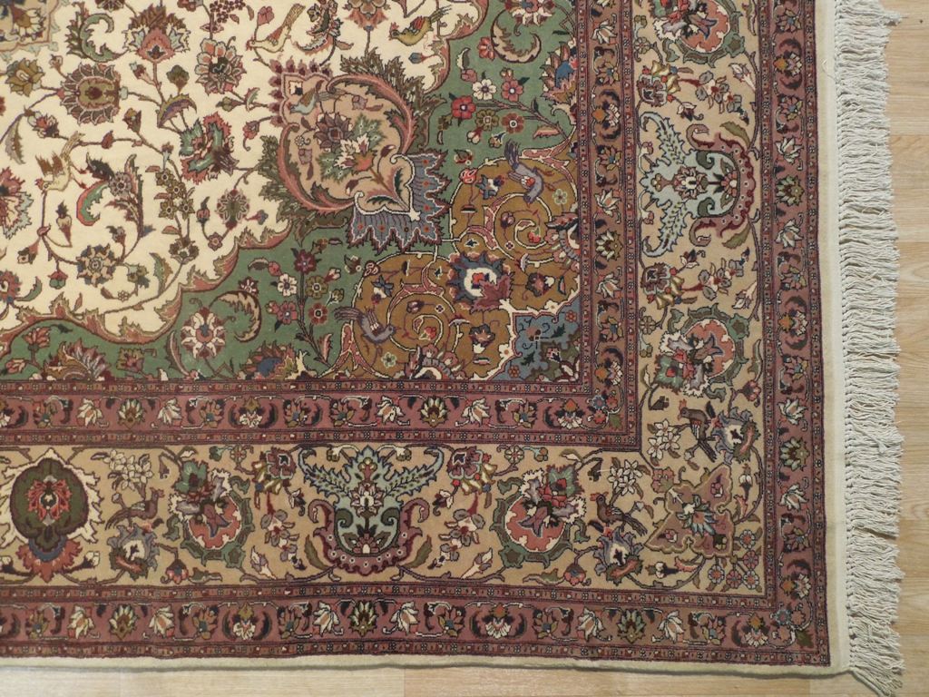 8.1 x 9.9 Authentic Persian Tabriz Iran Wool and Silk Rug KPSI 400 #PIX-18230