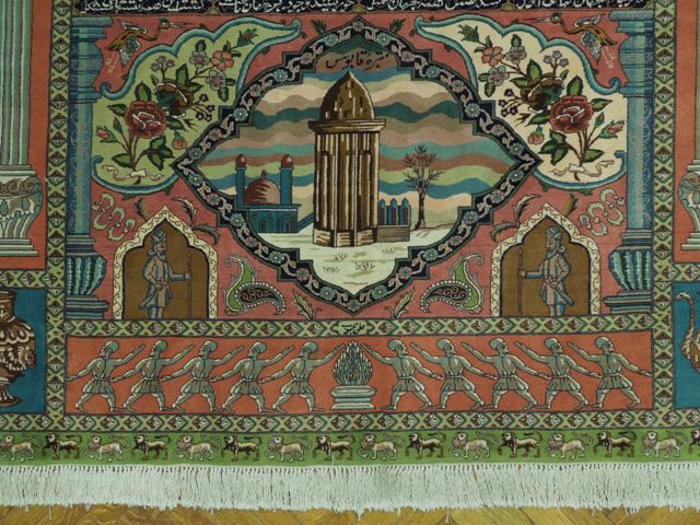 6.2 x 8.9 Super fine Pictorial Persian Tabriz Rug Wool and Silk 70 Raj #PIX-16883