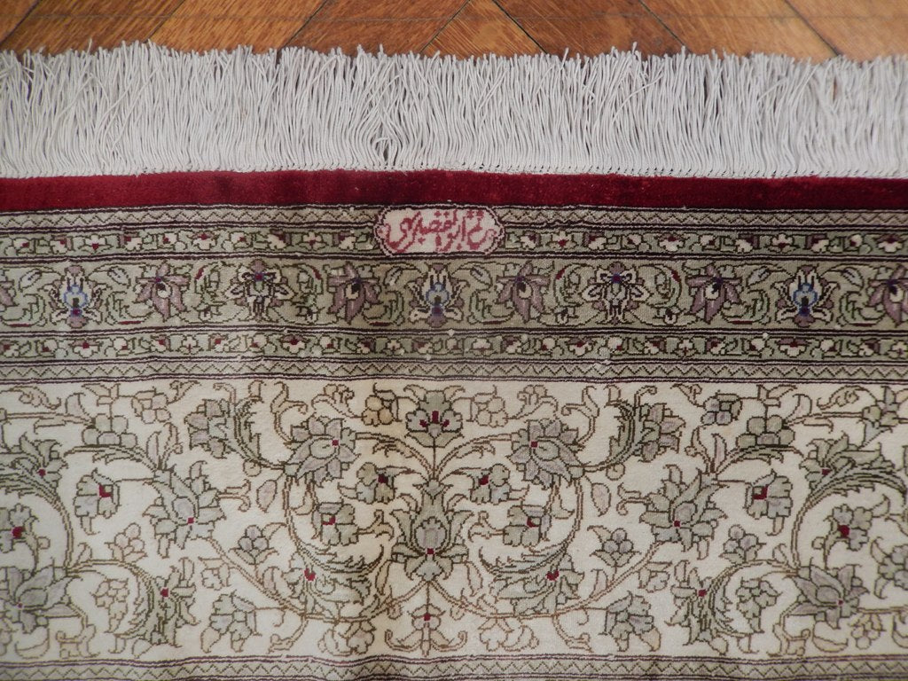 8 x 11 Pure Silk High Quality Authentic Persian Qom Rug Handmade Iran 500 KPSI #PIX-21946