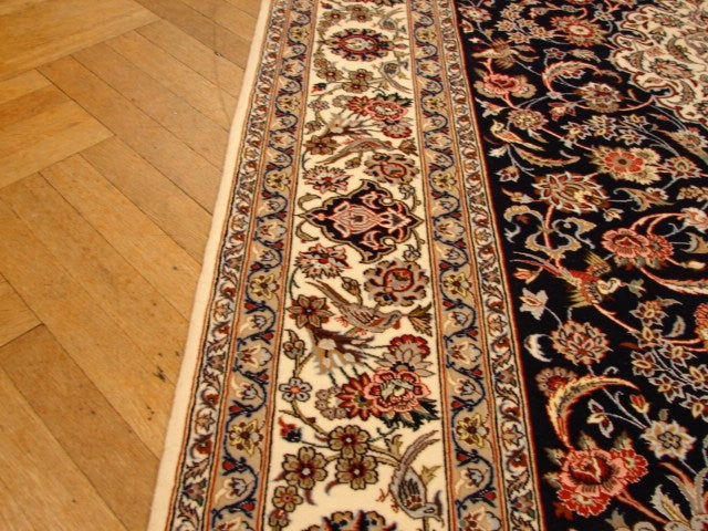 5 x 7.9 High Quality Authentic Persian Esfahan Rug Wool and Silk on Silk 500 KPSI #PIX-4219