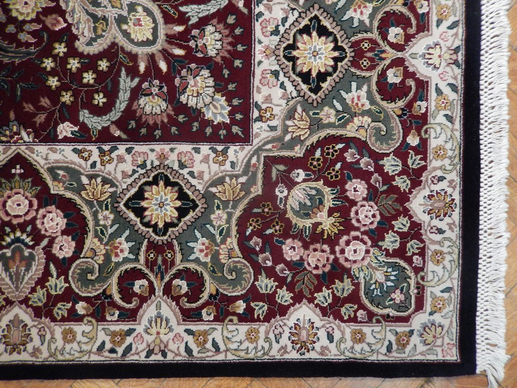 8.9 x 12 Fine Handmade Rug Wool and Silk BLACK #PIX-21899
