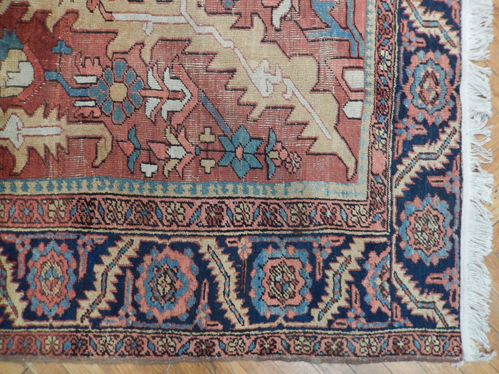 8 x 11.3 Authentic Persian Antique Serapi Rug 1940's #PIX-22384