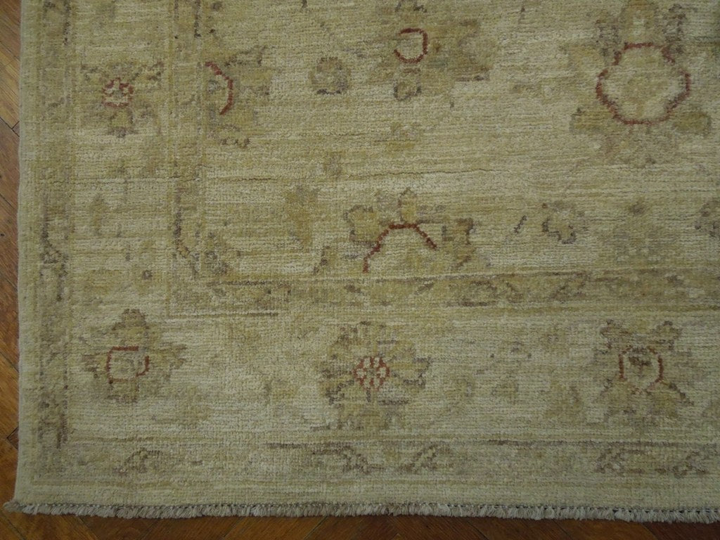 4 x 5.10 beige Sage green Chobi Peshawar Handmade Rug #PIX-20270