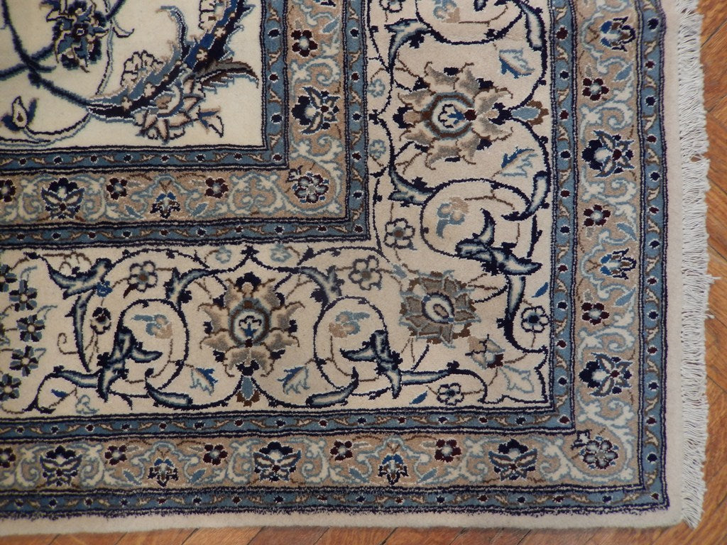 8 x 11.9 Authentic Persian Nain Iran Rug Wool and Silk #PIX-21841