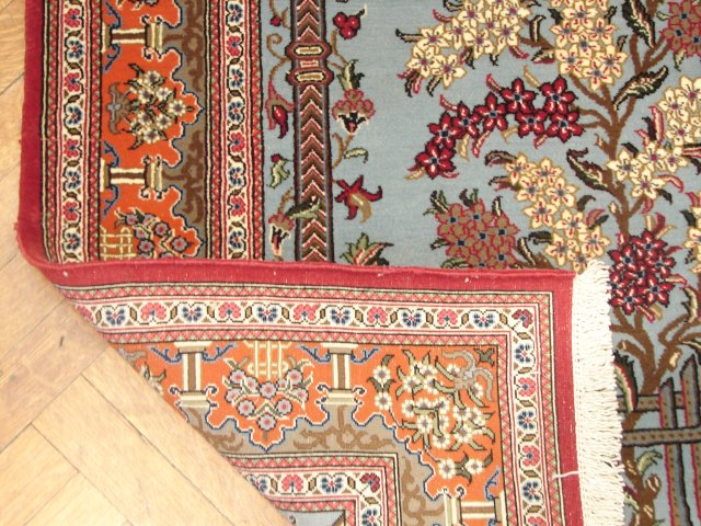 3.6 x 5.0 Fine Wool and Silk Persian Qom Prayer Rug  #PIX-8676