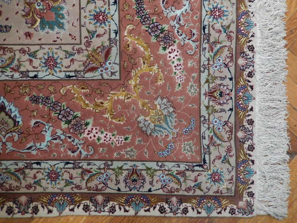 9.7 x 13.3 High Quality Authentic Persian Tabriz Rug Handmade Iran Wool and Silk on Silk 500 KPSI #PIX-21920