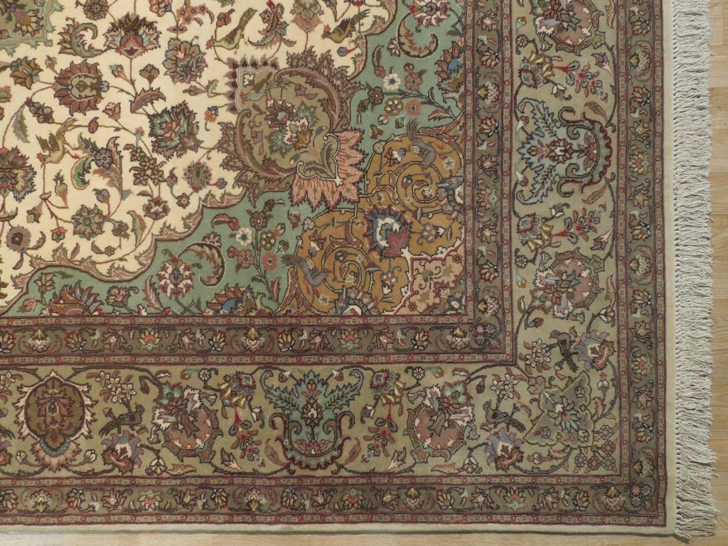 8.2 x 10.1 Authentic Persian Quality Wool and Silk 400 KPSI Tabriz Iran Rug BIRDs #PIX-18231