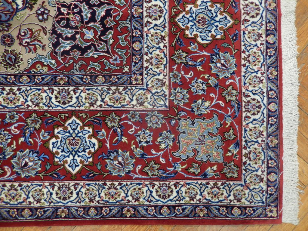 8.3 x 12.4 Authentic Persian Esfahan Rug Top Quality Wool and Silk on Silk 500 KPSI #PIX-21943