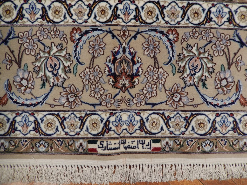 6.7 x 10 Signed Authentic Persian Esfahan Rug Wool and Silk on Silk 500 Kpsi Iran #PIX-21995