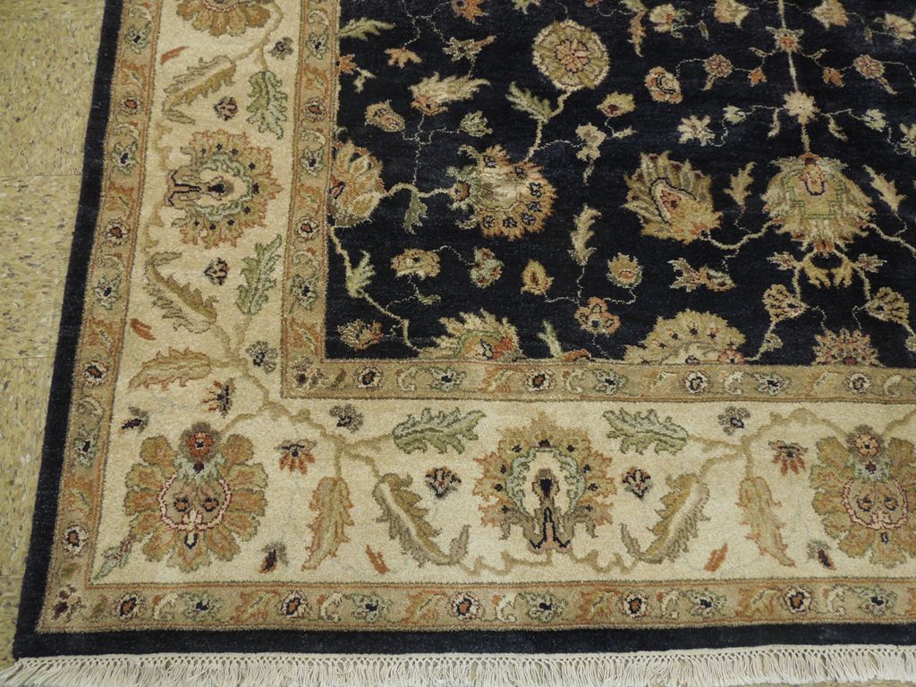 8 x 10 Quality Wool Hand-Knotted Jaipur Rug Black #PIX-25660