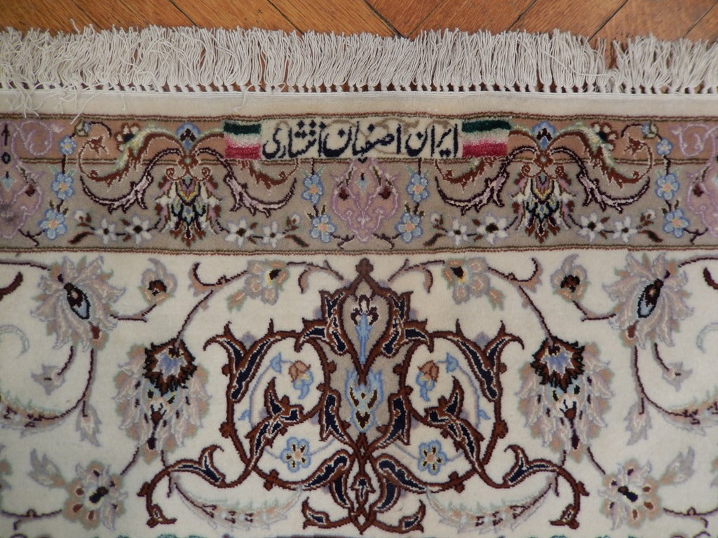 8.6 x 8.6 Square Authentic Persian Esfahan Top Quality Wool and Silk on Silk 500 KPSI #PIX-21833