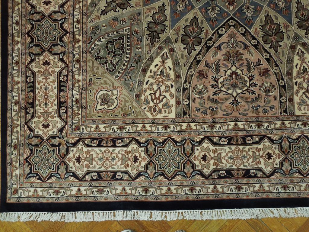 8 x 10.4 Fine Handmade Kashmir Rug Exotic Dom Esfahan Pattern #PIX-19925