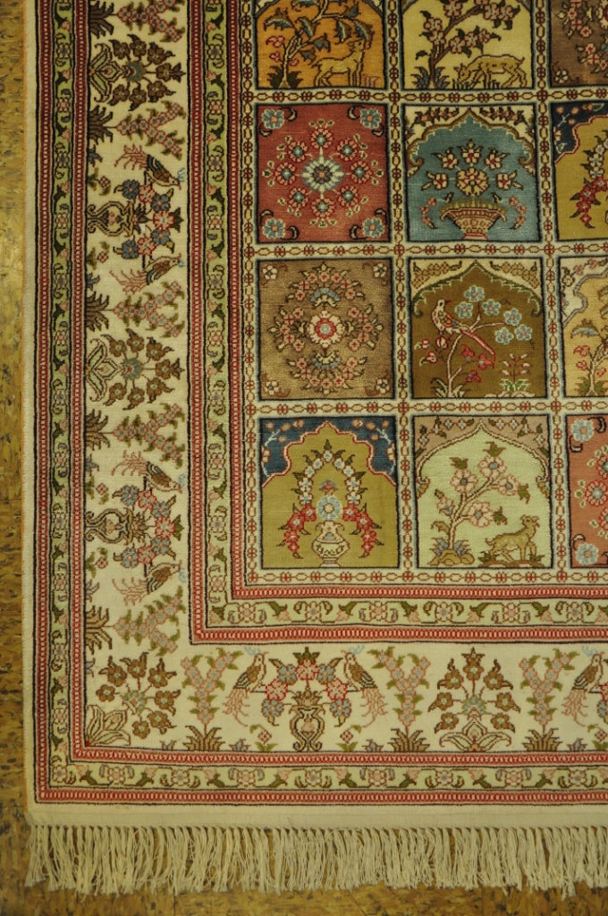 4 x 6 Transitional Garden Bakhtiar Silk Handmade Rug #PIX-28680