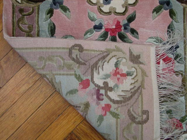 3 x 5 New Handmade Aubusson Rug Bamboo Silk Pink #PIX-6265
