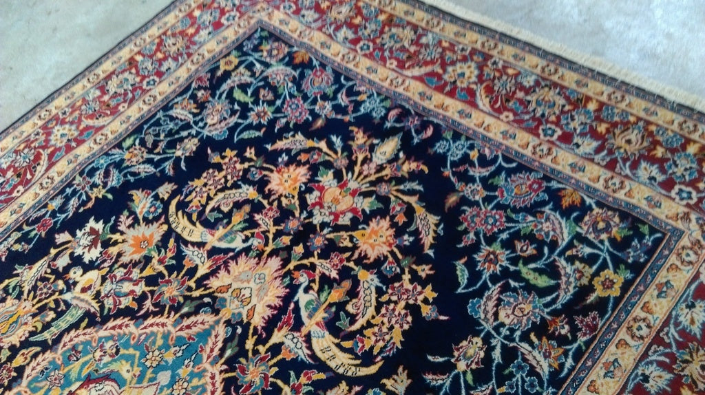 7.5 x 11 Super Fine Exotic Persian Isfahan Rug Wool and Silk 500 KPSI  #B-80737
