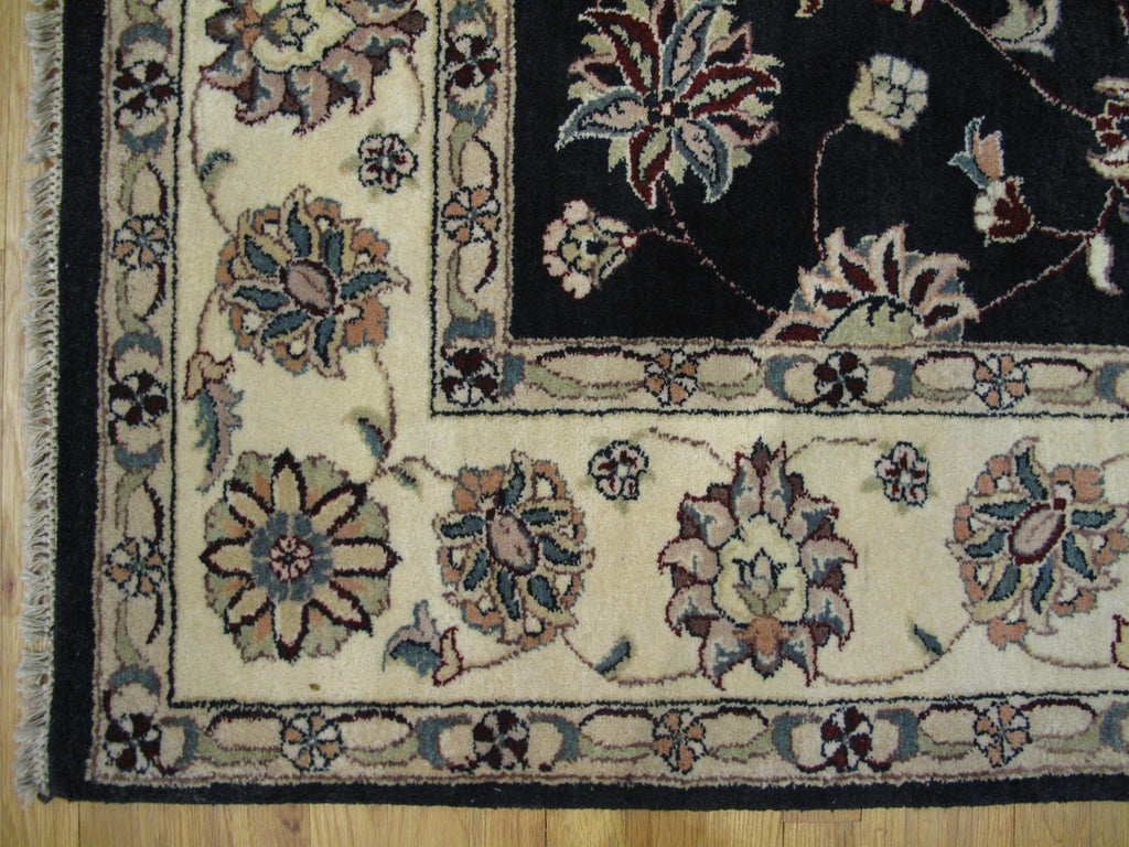 6 x 9.2 Quality Handmade Wool and Silk Rug BLACK #PIX-26274