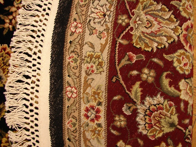 8 x 8 BLACK Fine Quality Wool and Silk Hand Woven rug   #PIX-13883