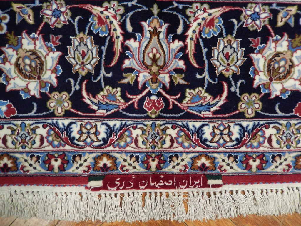 6.7 x 10.2 Signed Authentic Persian Esfahan Rug Wool and Silk 500 KPSI Genuine Iran #PIX-21983