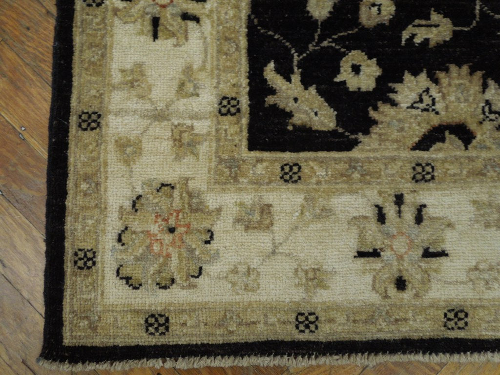 4 x 6 Black Peshawar Chobi Rug Natural Wool #PIX-20198