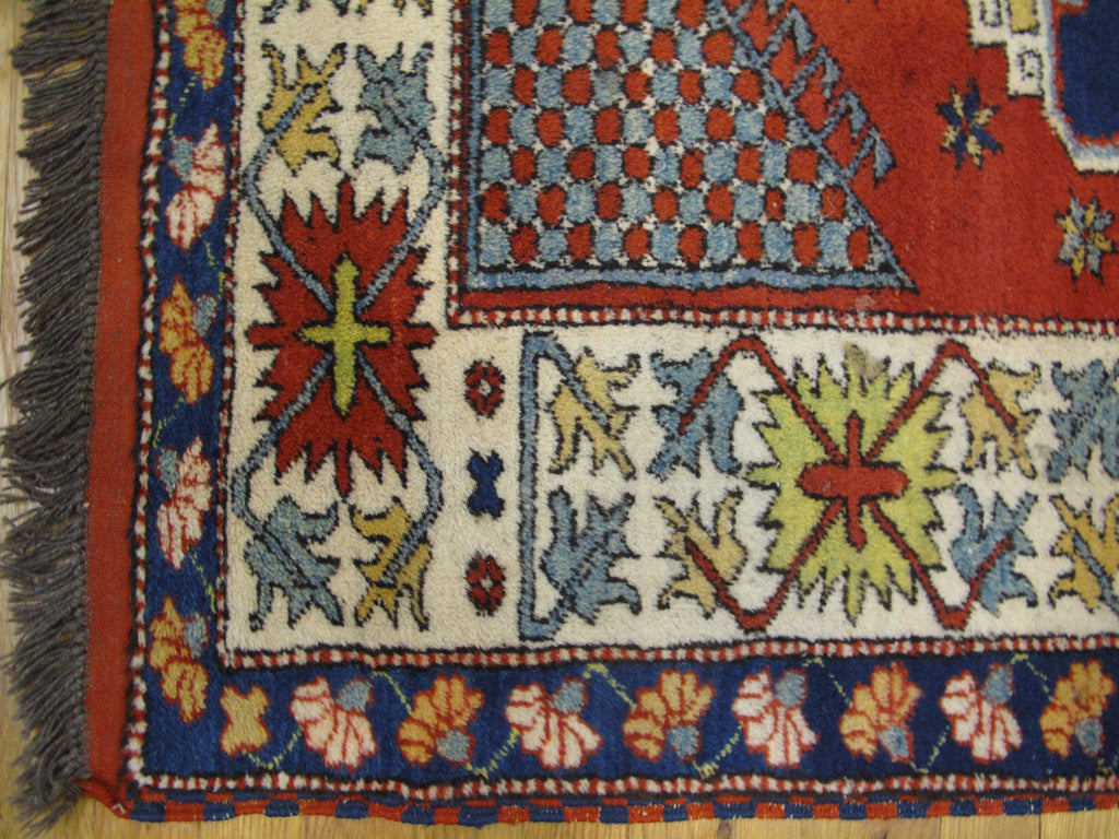5.7 x 6.5 Hand-Knotted Afghan Kazak Rug Wool on Wool #PIX-26211