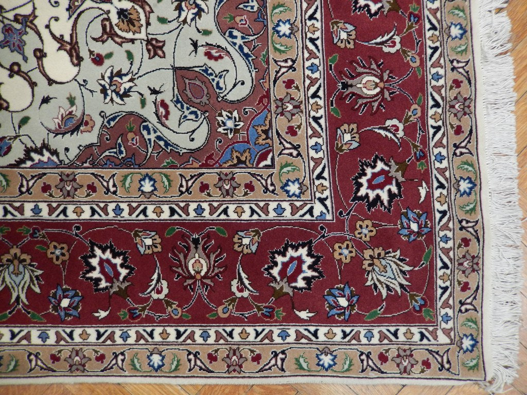 6.7 x 9.8 Fine Authentic Persian Tabriz Rug Handmade Iran Wool and Silk 400 KPSI #PIX-21979