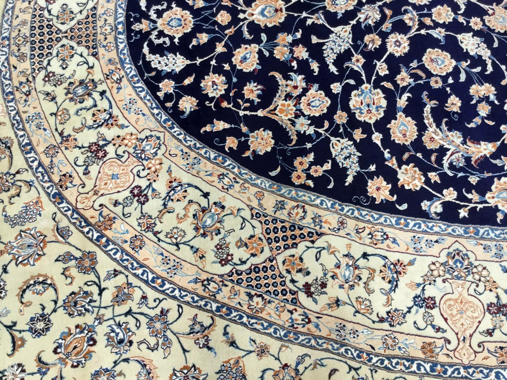 9.7 x 13.4 Fine Authentic Persian Nain Rug 6 LA 500 KPSI Wool and Silk Handmade Iran #B-80167