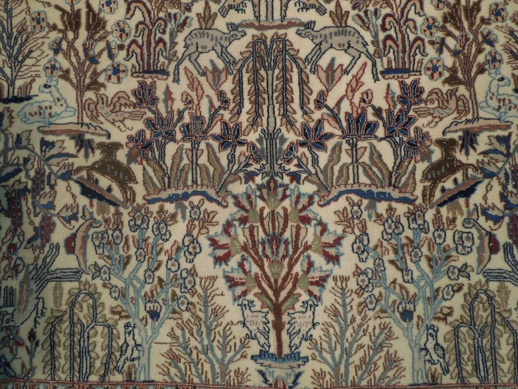 6.9 x 11 Authentic Fine Persian Nain Rug EXOTIC RARE Trees Birds Animals #PIX-18233