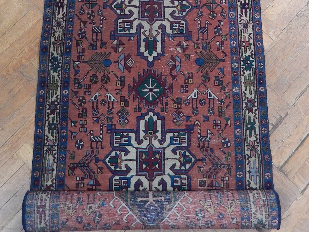 3 x 14.2 Semi-Antique  Persian Heriz Karaja Runner #PIX-22828