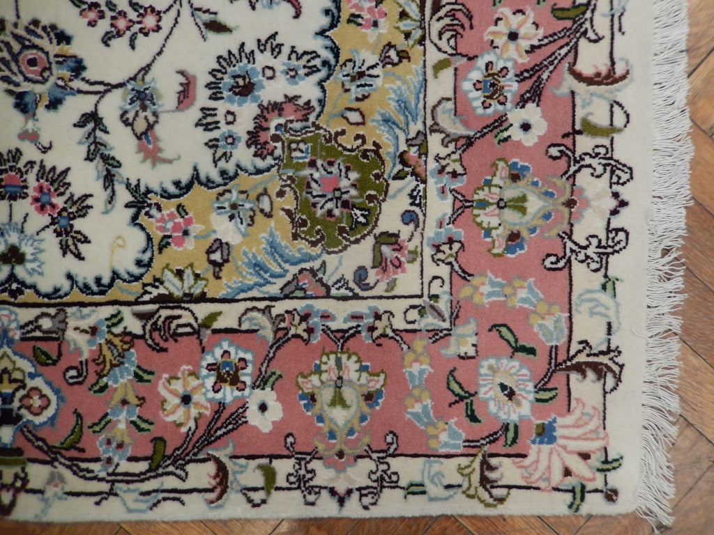 4.3 x 6.3 Persian Tabriz Rug Transitional Wool Silk Handmade #PIX-21778