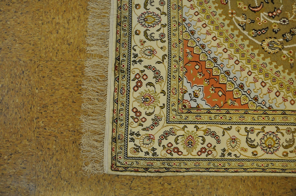 6 x 9 Traditional Raised Silk Pile Transitional Hand-Knotted Rug #PIX-27598