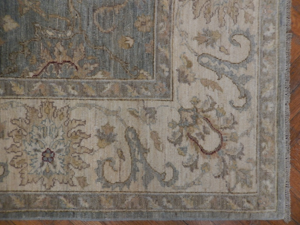 8 x 9 Natural Quality Wool Hand-Knotted Chobi Zigler Peshawar Rug Gray Green #PIX-22314