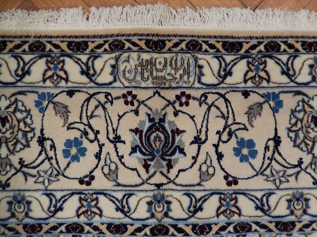 6.9 x 9.8 Habibian Signed High Quality Authentic Persian Nain Rug Handmade Iran Wool and Silk 500 KPSI #PIX-22014