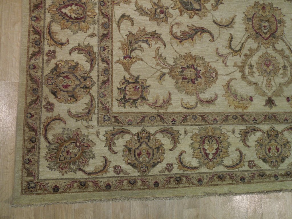 8 x 10 Neutral Beige Gold Dense Natural Wool Rug #B-72525