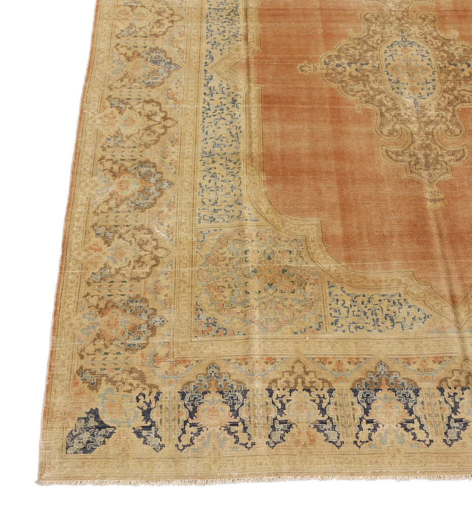 10 x 13.3 Antique Persian Kerman Rug Faded Coral #PIX-26924