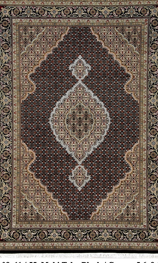 5.6 x 8 Quality Wool and Silk Mahi Tabriz Herati Handmade Rug #B-70179