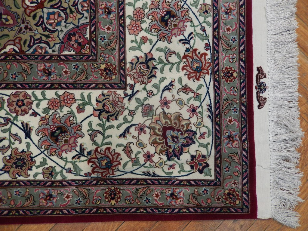 8 x 12 Super Fine Authentic Persian Tabriz Rug Handmade Iran Wool and Silk on Silk on Silk  500 Kpsi  Rich Burgundy #PIX-21838