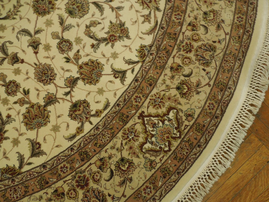 8.2 x 8.3 Quality  Wool and Silk  Hand-Knotted Rug IVORY #PIX-20883