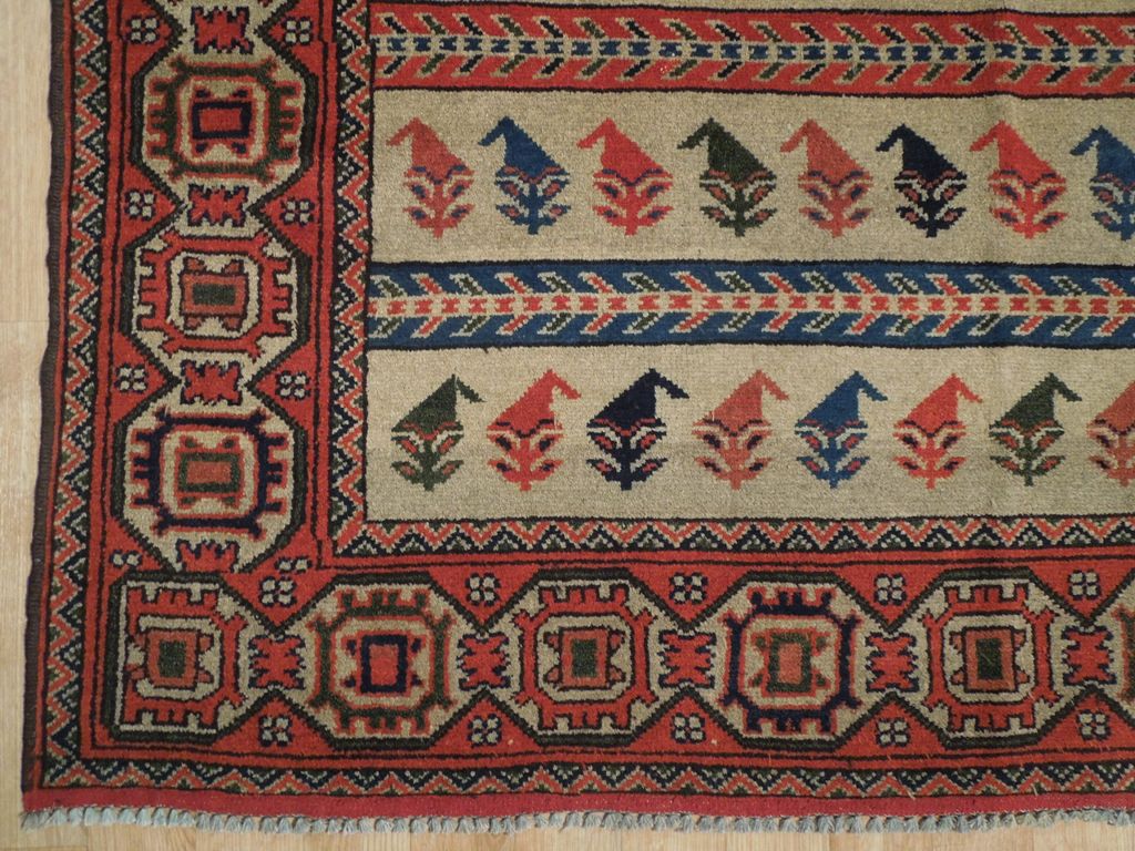 5 x 6.6 Hand-Knotted Afghan Shirvan Caucasion Rug #PIX-19257