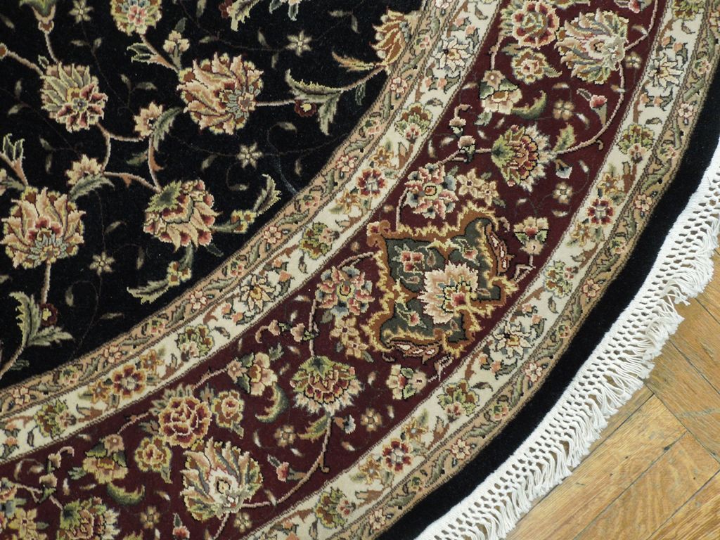 8 x 8 Fine Quality Wool and Silk Handmade Rug BLACK  #PIX-20862