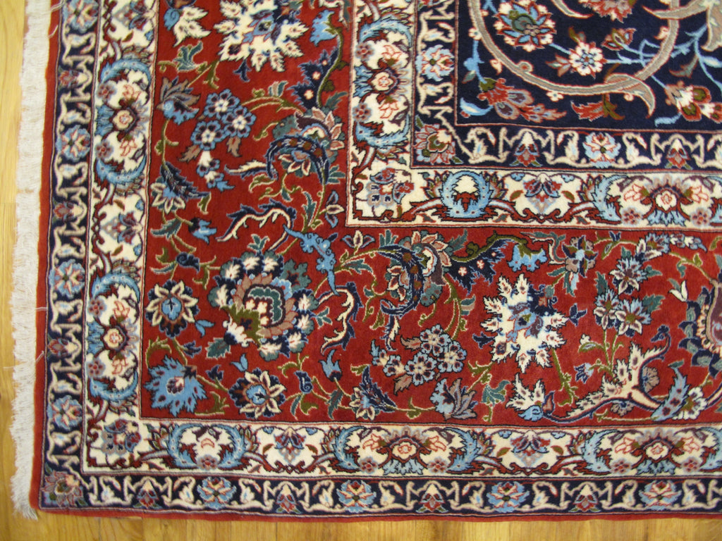 9.9 x 13.6 High Quality Authentic Persian Esfahan Rug Handmade Iran Wool and Silk on Silk 500 KPSI #PIX-26233