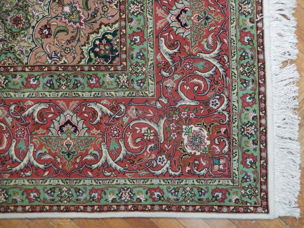 10 x 13 Genuine Persian Tabriz Rug Handmade Iran Wool and Silk 400 KPSI #PIX-21904