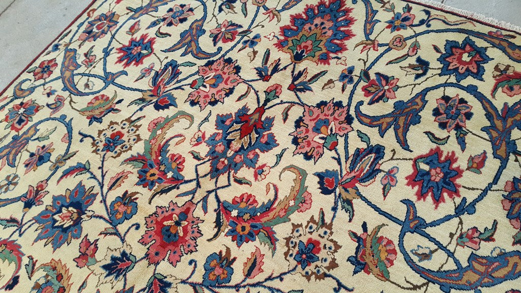 6.11 x 12.6 Semi-Antique Persian Esfahan Wool Rug - ESTATE CARPET #B-80715